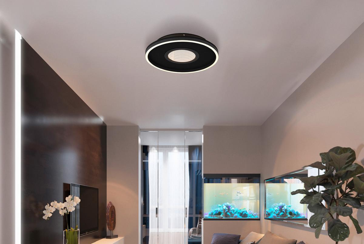 LED-Deckenleuchte Emory Schwarz Weiß Transparent - Transparent/Schwarz, Design, Kunststoff/Textil (39,7/6,3cm)
