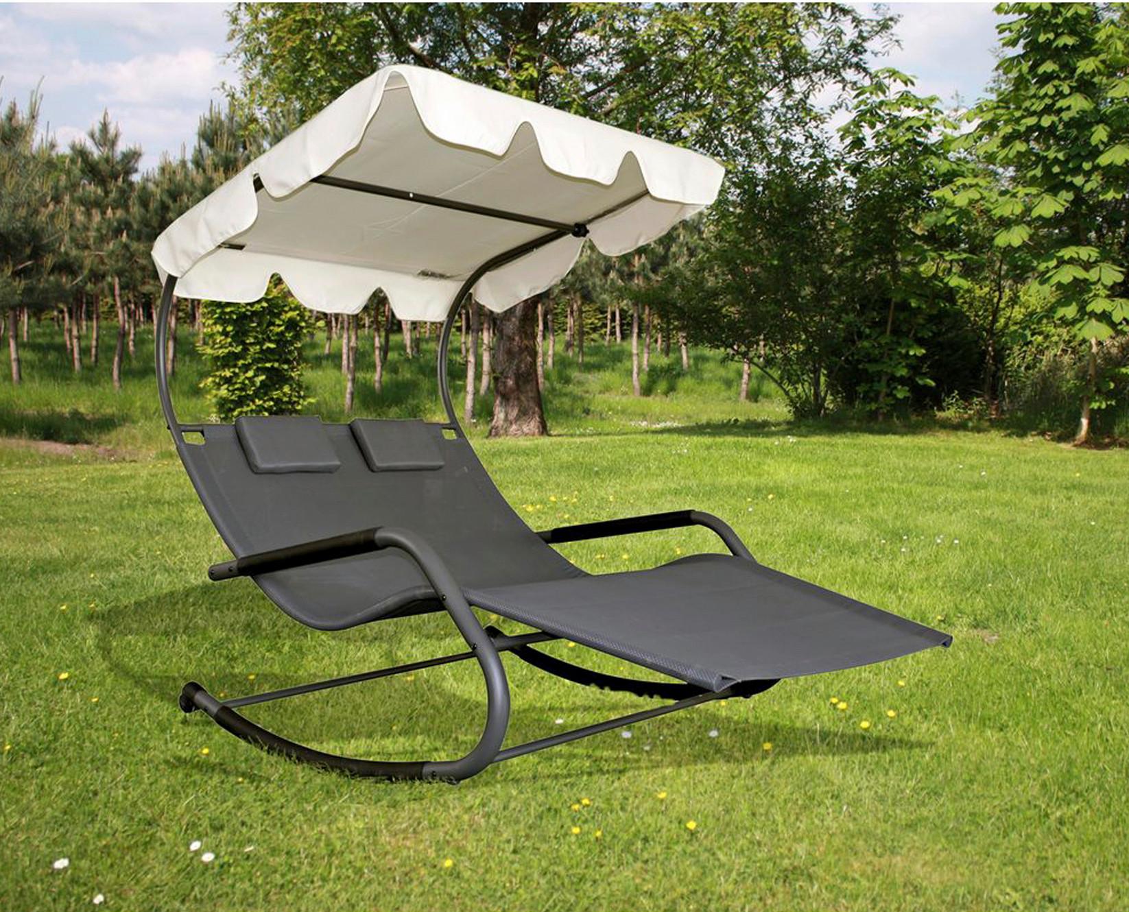 Gartenliege Serifos - Anthrazit/Creme, Basics, Kunststoff/Metall (138/160/200cm) - Gardenson