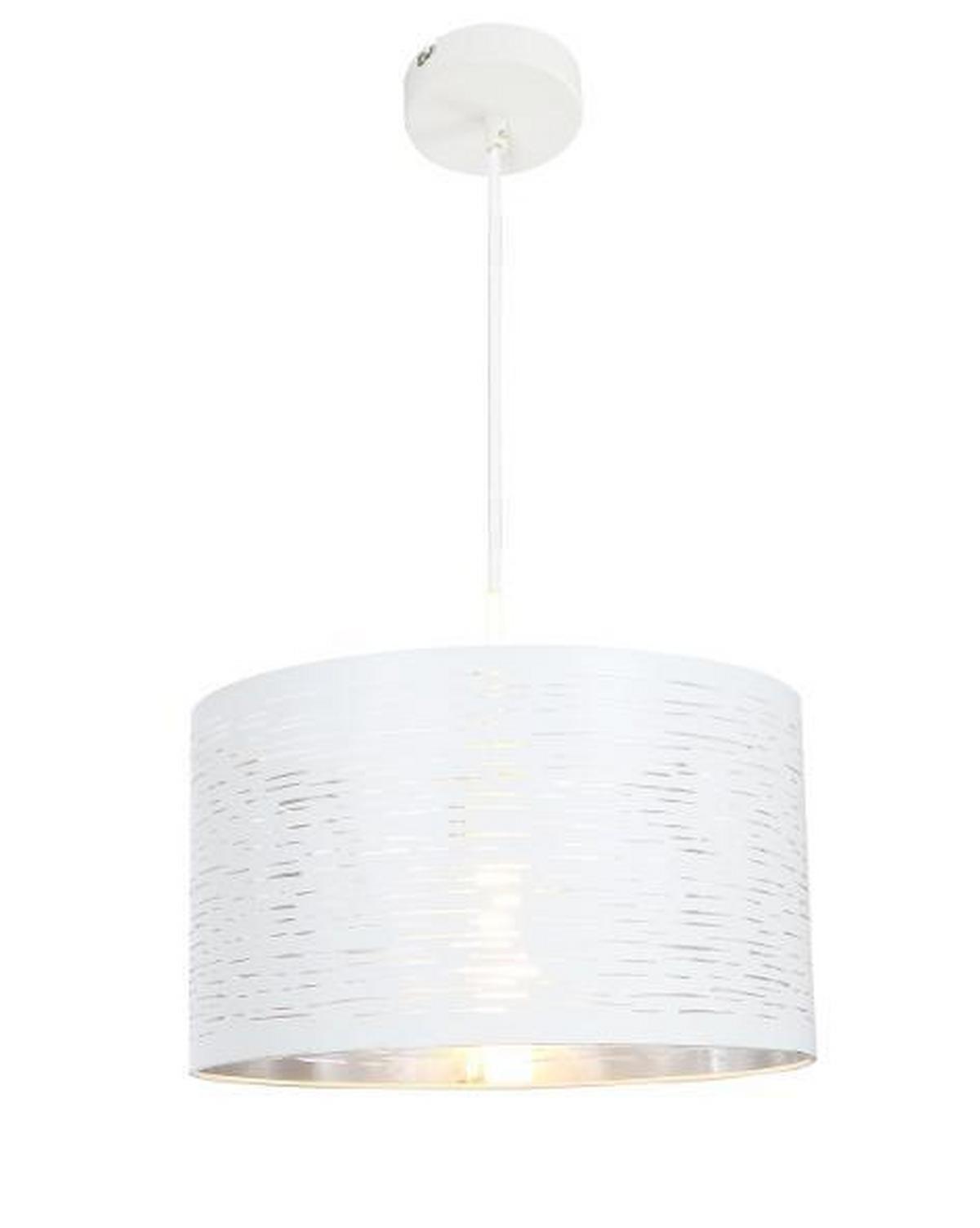Hängeleuchte H: 120 cm 1-Flammig, Weiß/ Chromfarben - Chromfarben/Weiß, Design, Kunststoff/Metall (38/120cm) - Globo