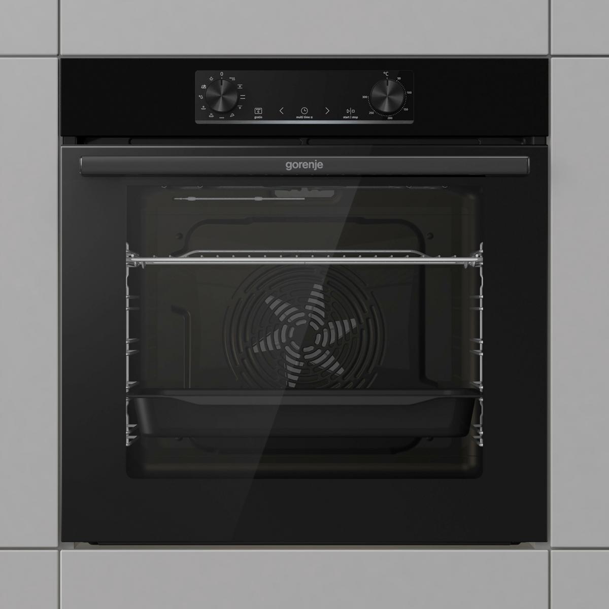 Einbaubackofen Bo6735e02bkot - Schwarz Hochglanz, Basics, Glas/Metall (59,5/59,5/56,4cm) - Gorenje