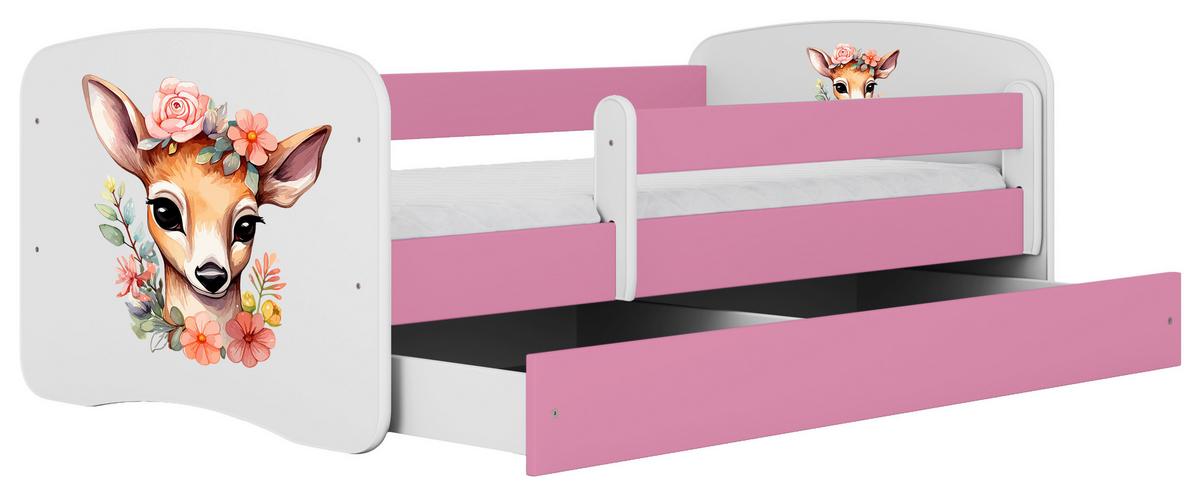 Kinder-/Juniorbett Babydreams Inkl. Matratze 80x160 - Pink/Birkefarben, MODERN, Holz/Holzwerkstoff (80/160cm) - MID.YOU