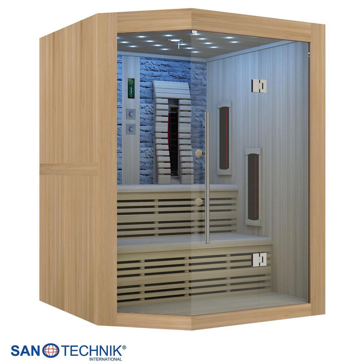 INFRAROTKABINE KIRUNA 3-4 PERSONEN - Naturfarben, Basics, Glas/Holz (160/210/160cm) - Sanotechnik