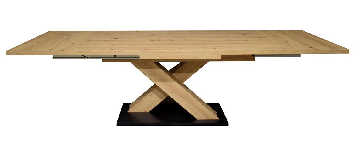Výsuvný stůl KOMFORT 180-280 - černá/dub artisan, Moderní, kompozitní dřevo (180-280/90/76cm) - Based