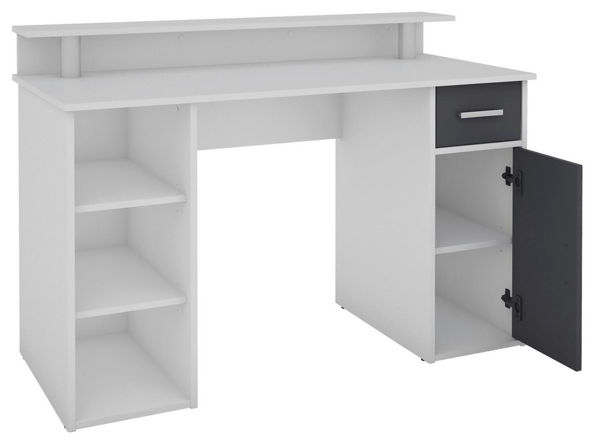Schreibtisch B 55cm H 88 cm Diego Weiß/Anthrazit - Anthrazit/Weiß, LIFESTYLE, Holzwerkstoff (120/55/88cm) - MID.YOU