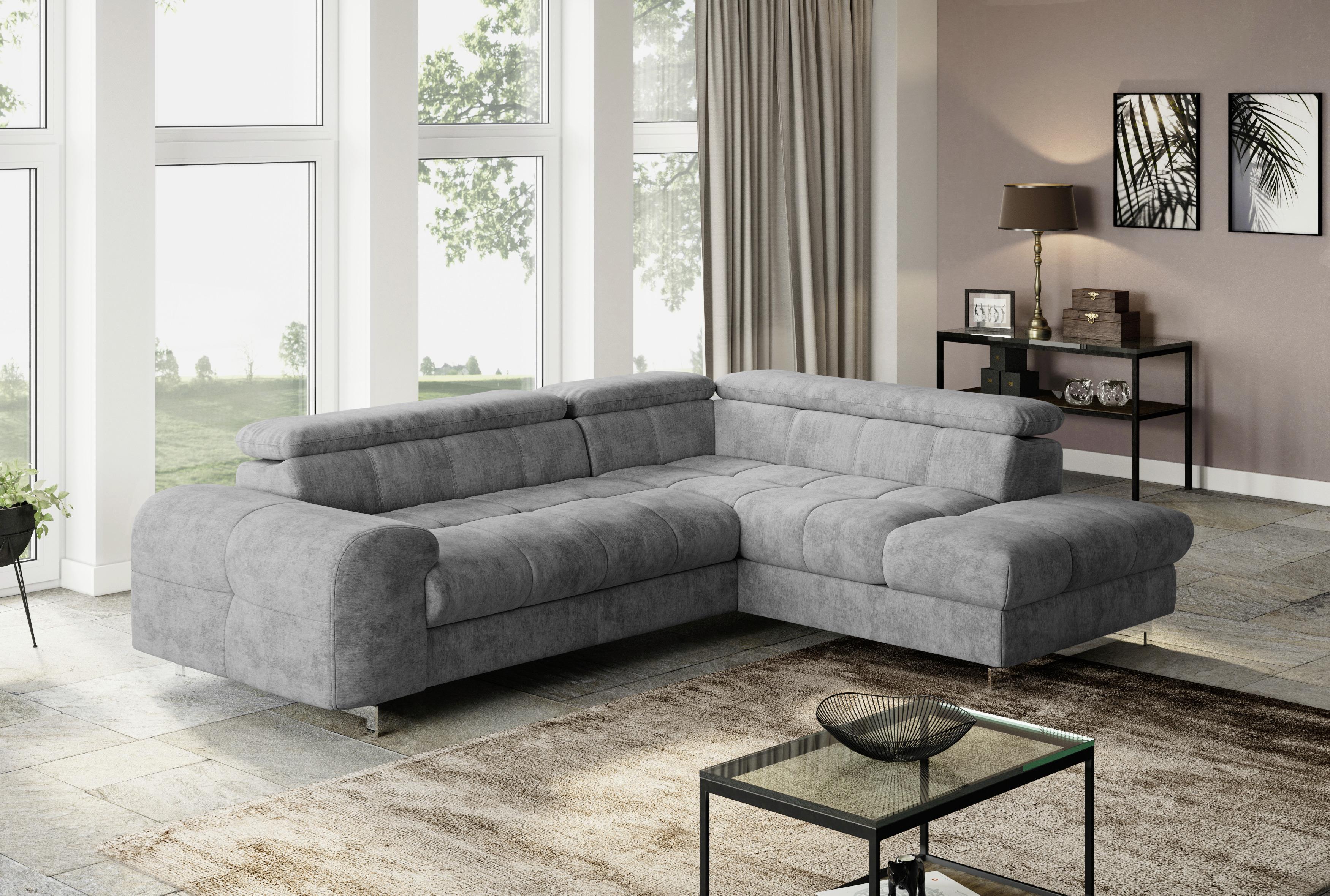 Ecksofa Mit Schlaffunktion Cloud + Hellgrau - Chromfarben/Grau, KONVENTIONELL, Textil (206/257cm) - Livetastic