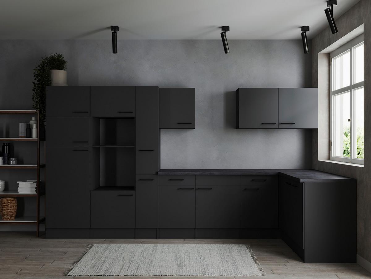 Eckküche Oliver Dunkelgrau S: 370x172cm - Dunkelgrau/Grau, Design, Holzwerkstoff (370/172cm) - Respekta