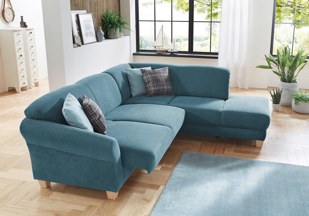 Ecksofa Gotland petrol mit Bettkasten, 257x212 cm - Petrol/Naturfarben, KONVENTIONELL, Textil (257/212cm) - Sit & More
