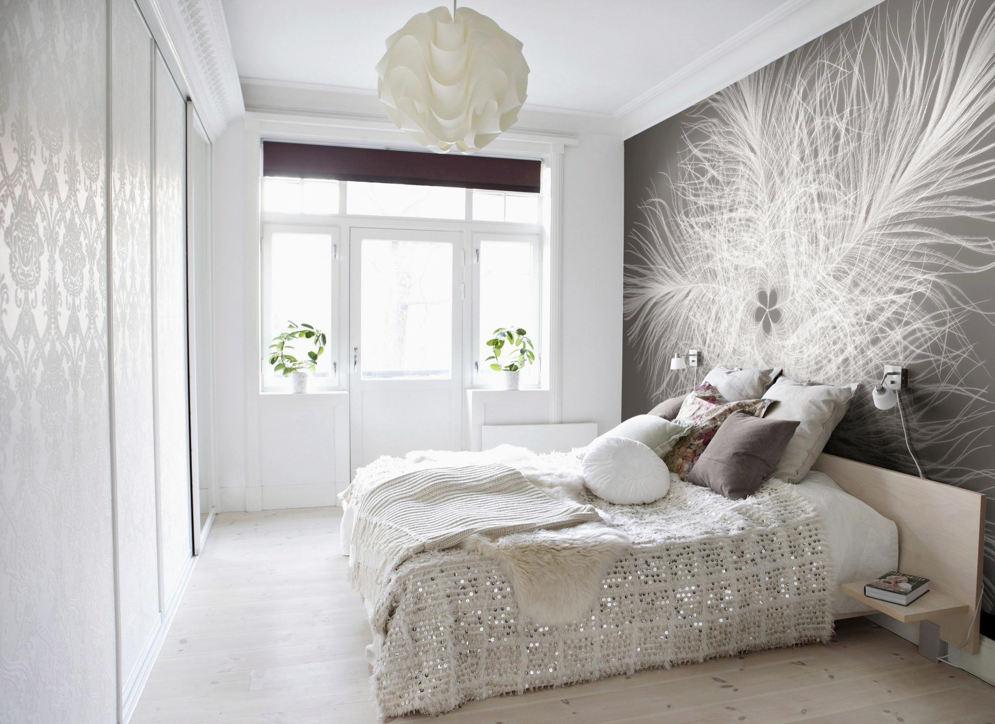 Vliestapete Blume - Taupe/Weiß, Natur, Papier (368/248cm)