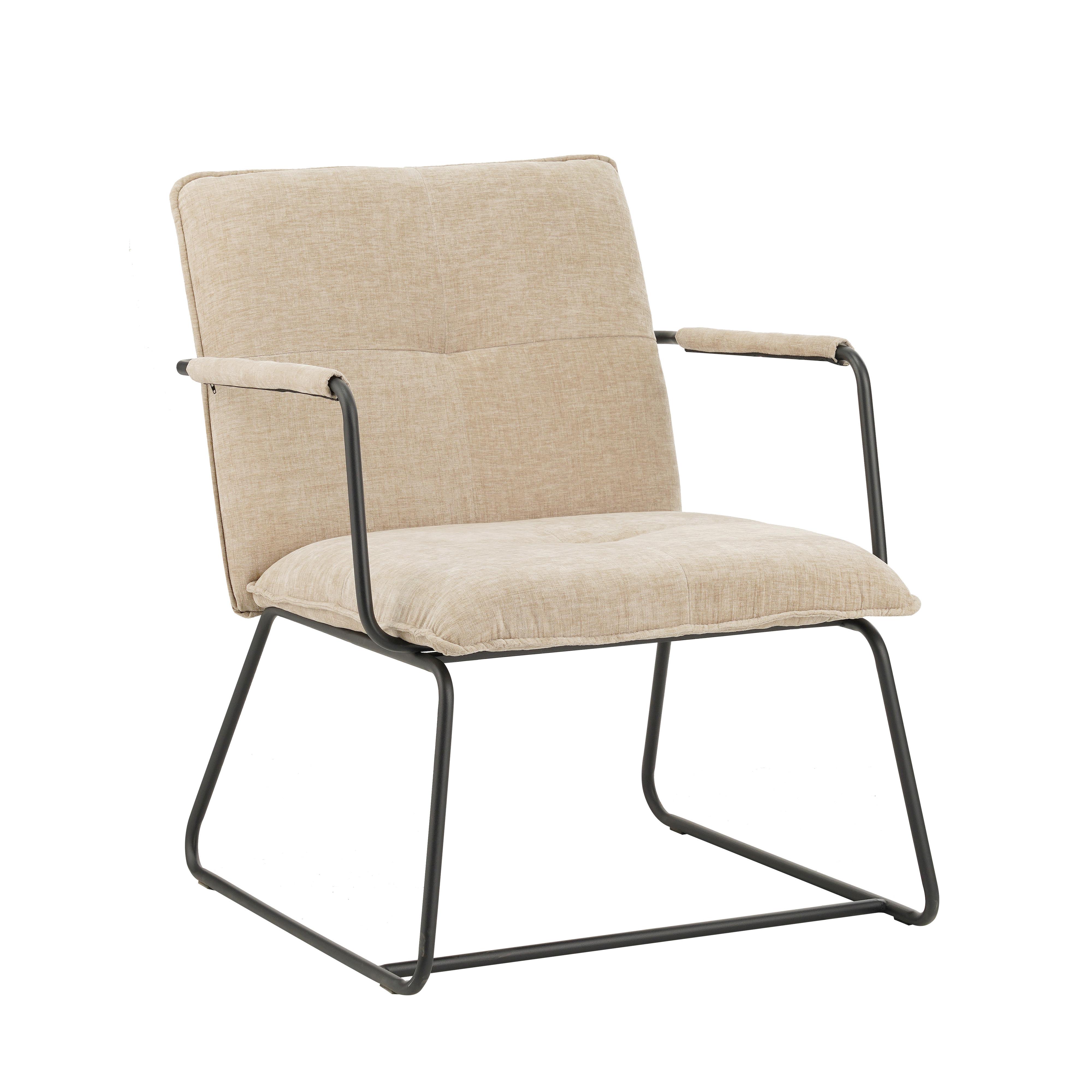 Sessel Bilbao Beige B: 65 cm - Beige/Schwarz, MODERN, Textil (65/80/68cm) - MID.YOU
