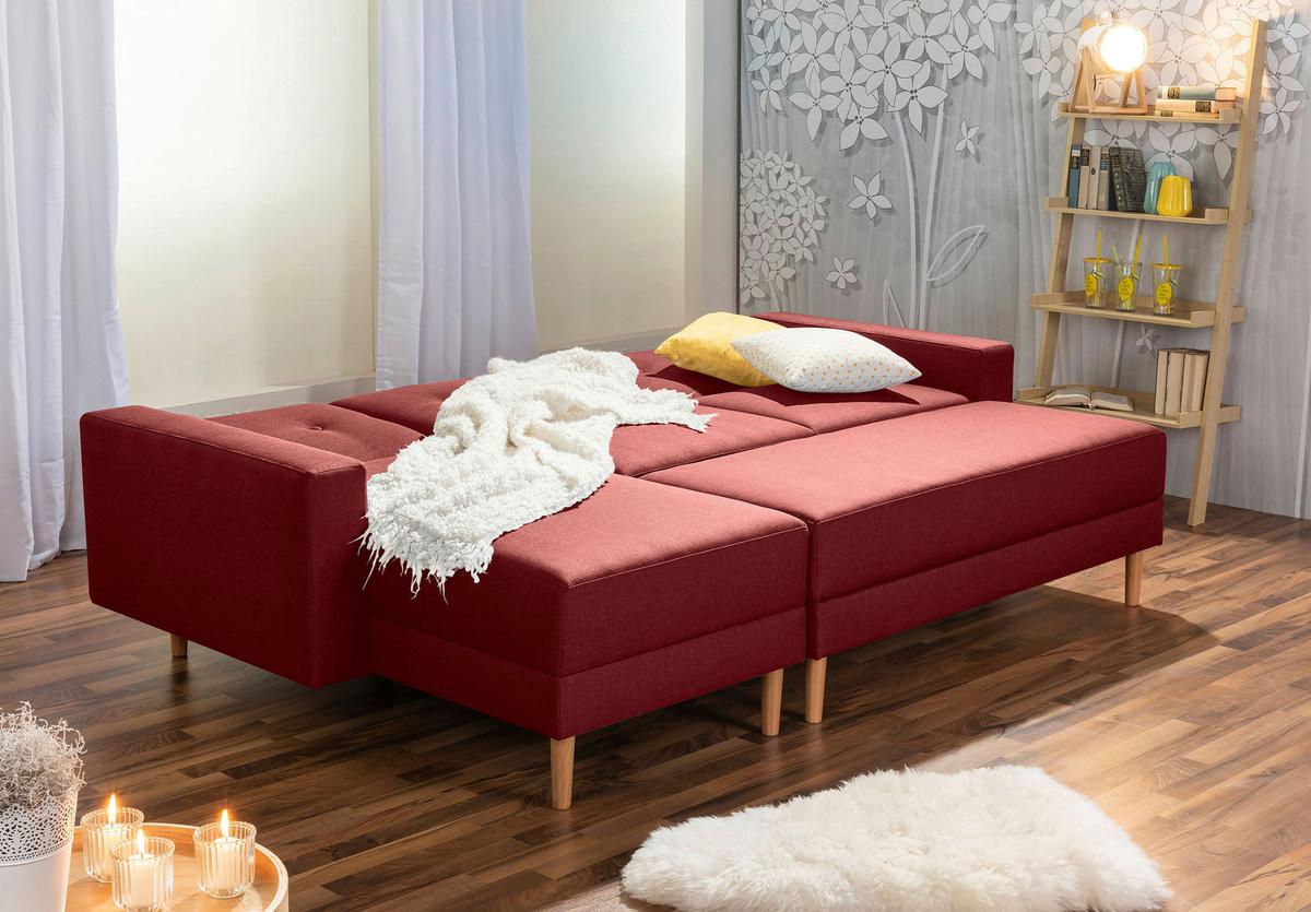 Eckschlafsofa Just Cool - Rot/Erlefarben, Design, Textil (230/93/152cm) - Max Winzer
