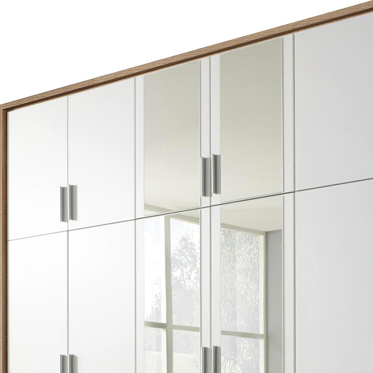 Drehtürenschrank Mit Spiegel + Laden 275cm Hildesheim, Weiß - Klar/Weiß, Design, Glas/Holzwerkstoff (275/231/56cm) - Rauch Möbel