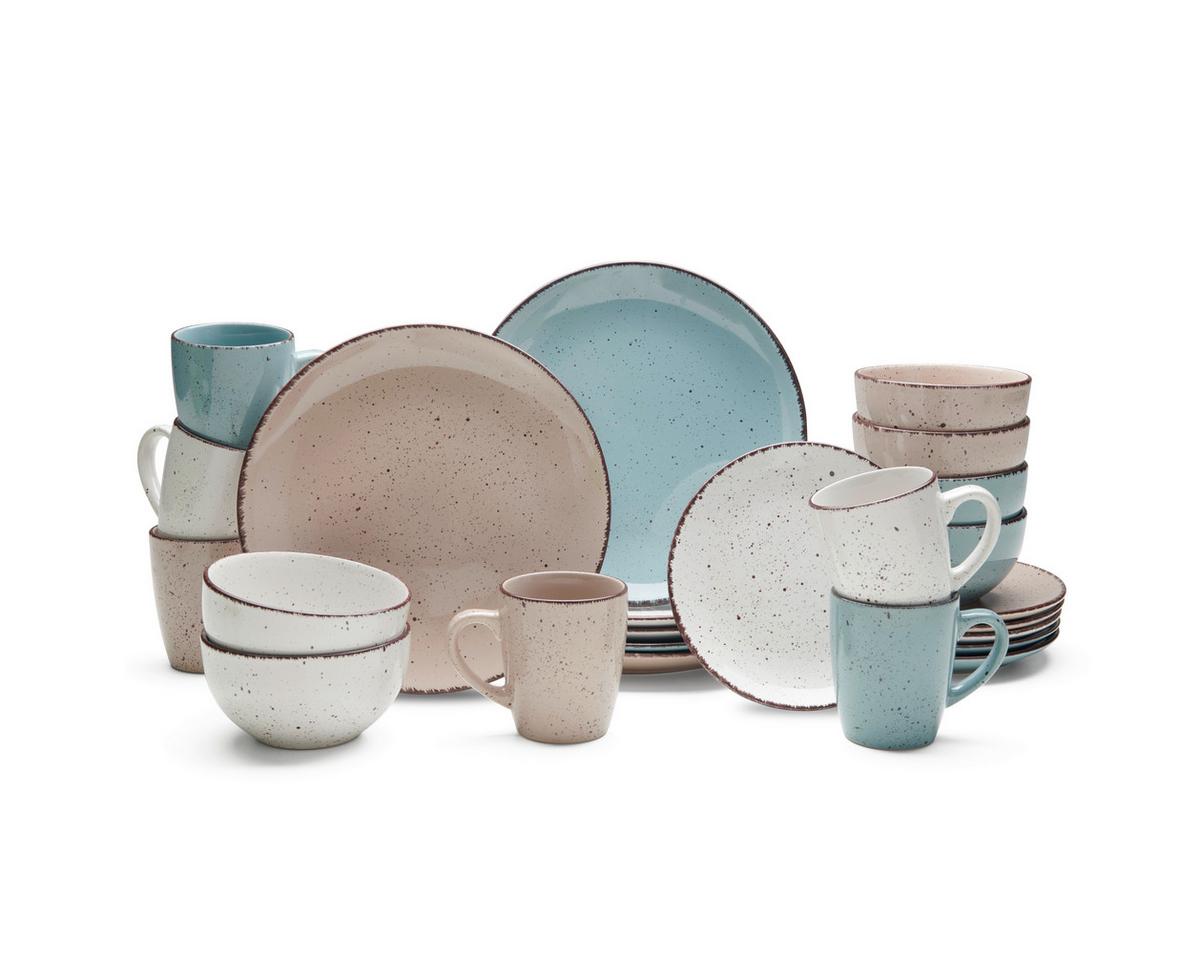 Kombinovaný servis Kelly, 24-dielny - hnedá/modrá, Modern, keramika - Modern Living