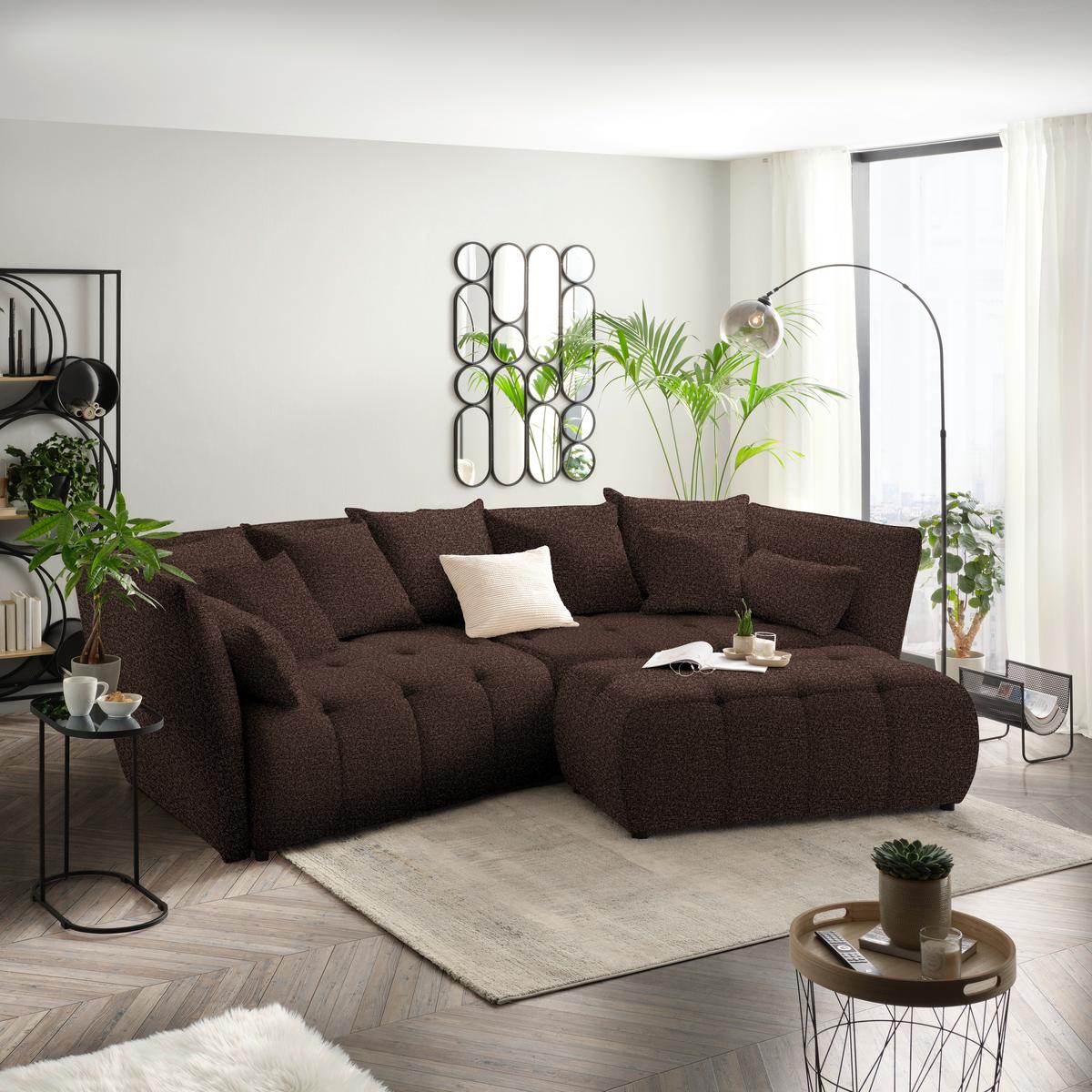 Boxspringová pohovka SOFI, hnedá - hnedá/čierna, Modern, textil (294/93/152cm) - Premium Living