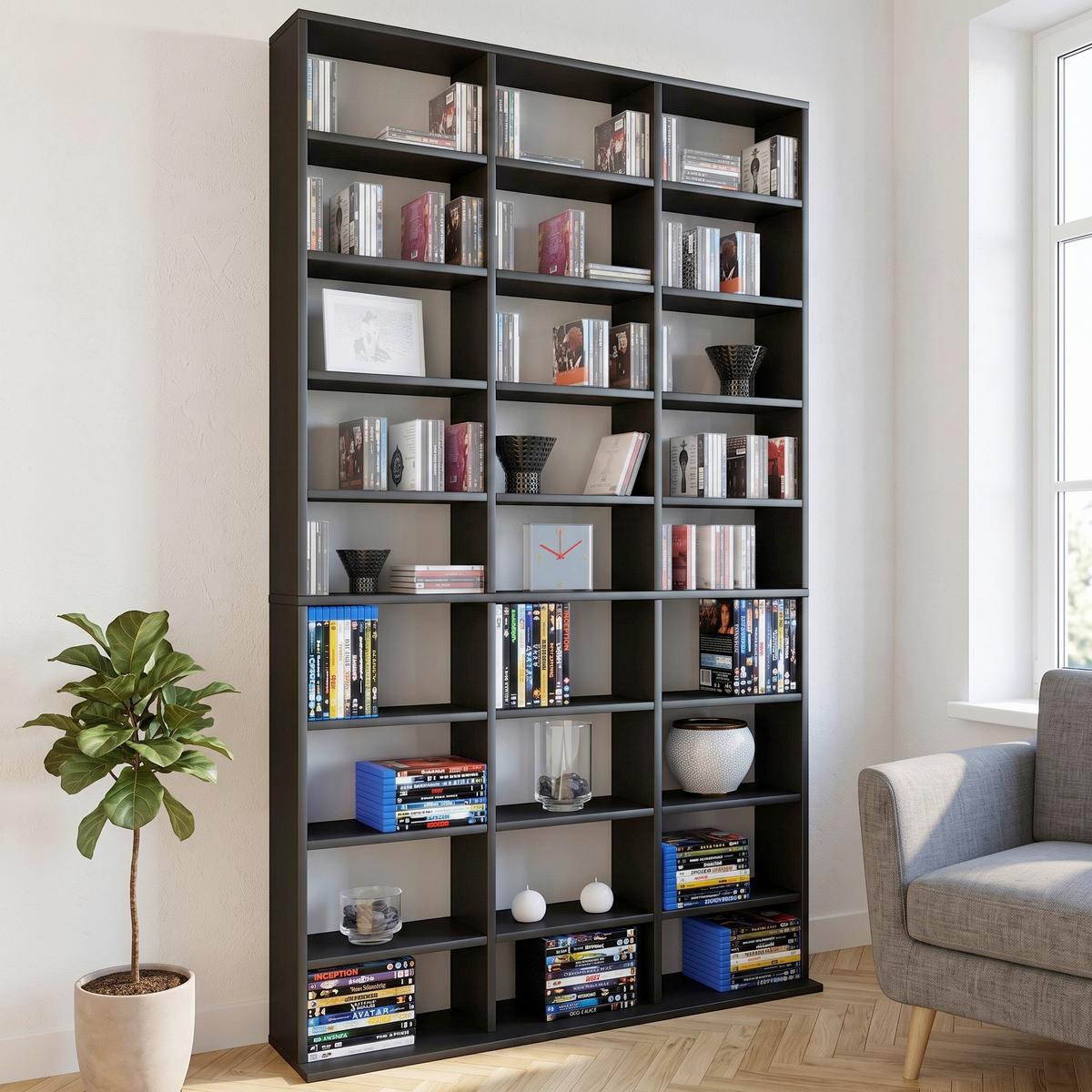 Standregal Dekor Megosa Maxi 102 cm Schwarz - Schwarz/Weiß, KONVENTIONELL, Holzwerkstoff (102/183/18 (23)cm) - MID.YOU