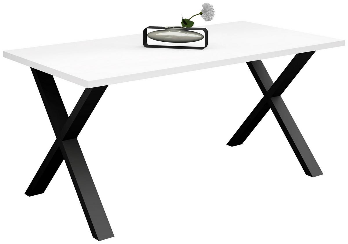 Esstisch Alex Schwarz, Weiß - Schwarz/Weiß, MODERN, Holzwerkstoff/Metall (200/100/78cm) - Livetastic