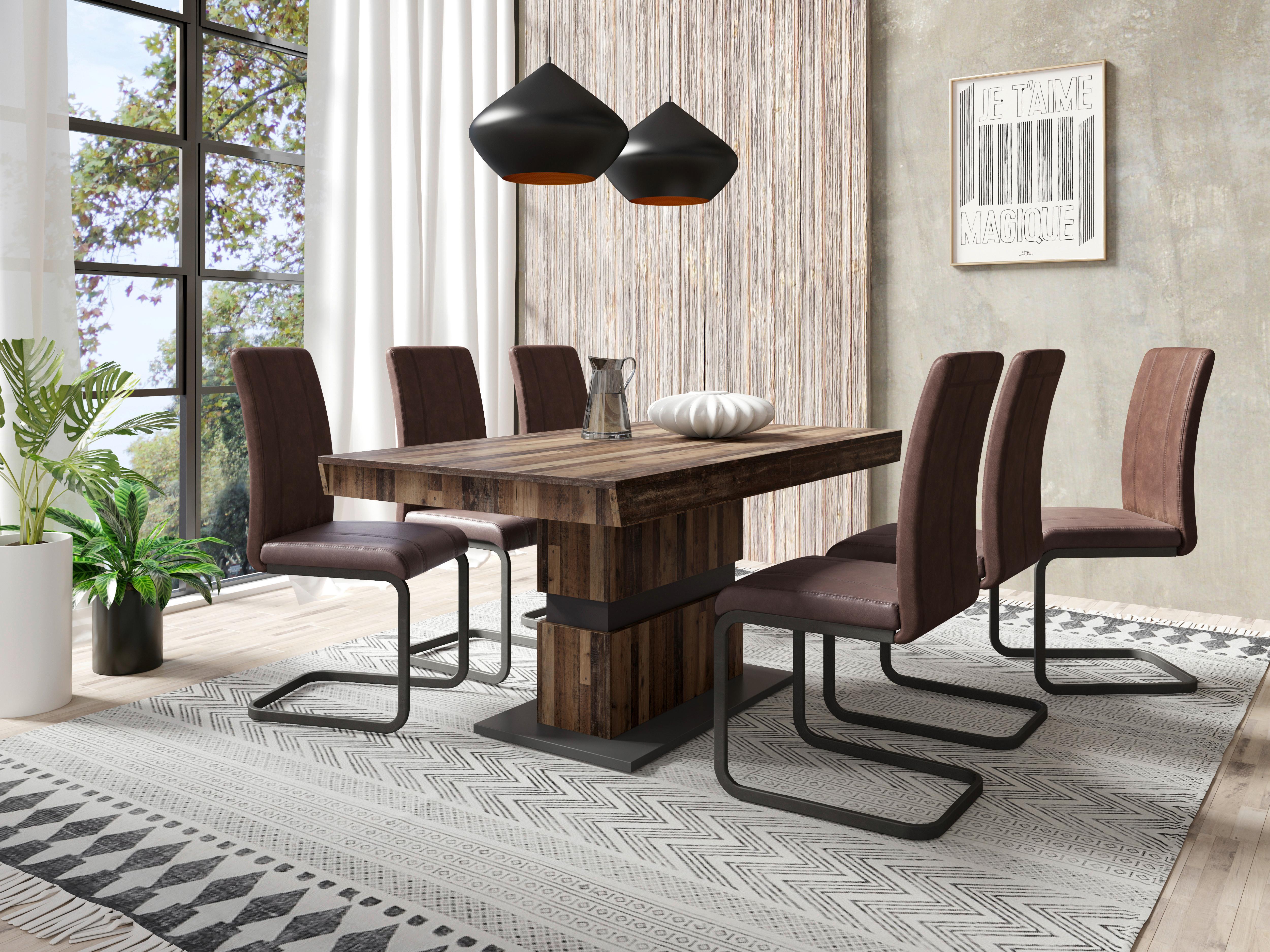 Esstisch Ausziehbar Matthew 140-195x90x75 Cm - Alteiche/Anthrazit, KONVENTIONELL, Holzwerkstoff (140/90/75cm) - MID.YOU