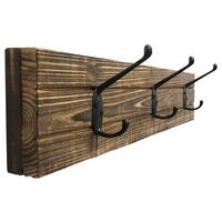 Hakenleiste Elli 1 B: 45 Cm Tanne Massiv 3 Haken - Dunkelbraun/Schwarz, MODERN, Holz/Metall (45/10/9cm)