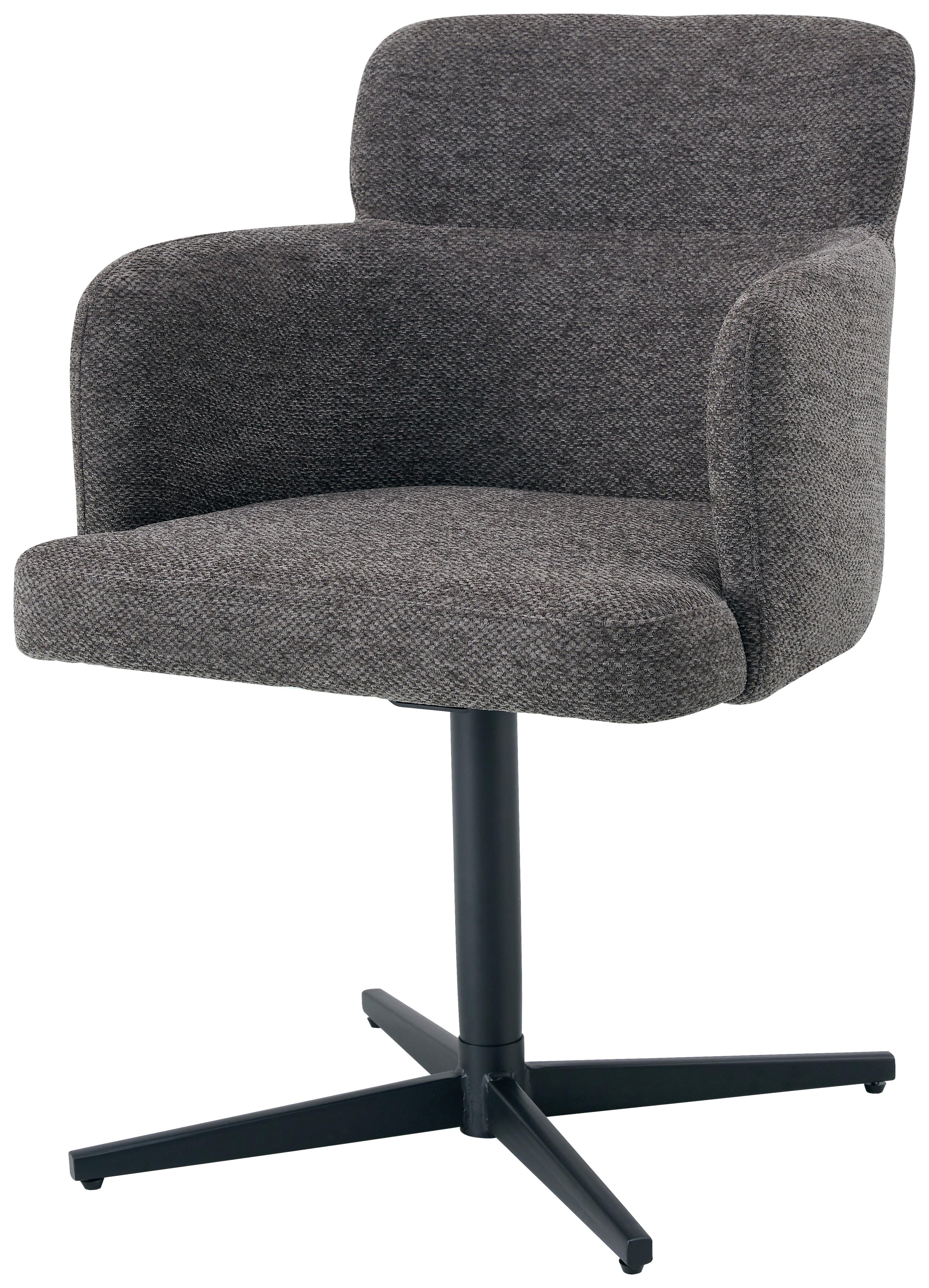 Armlehnstuhl Matteo Webstoff Anthrazit, B: 58,5 Cm - Anthrazit/Schwarz, KONVENTIONELL, Holz/Textil (58,5/85/63cm) - Livetastic