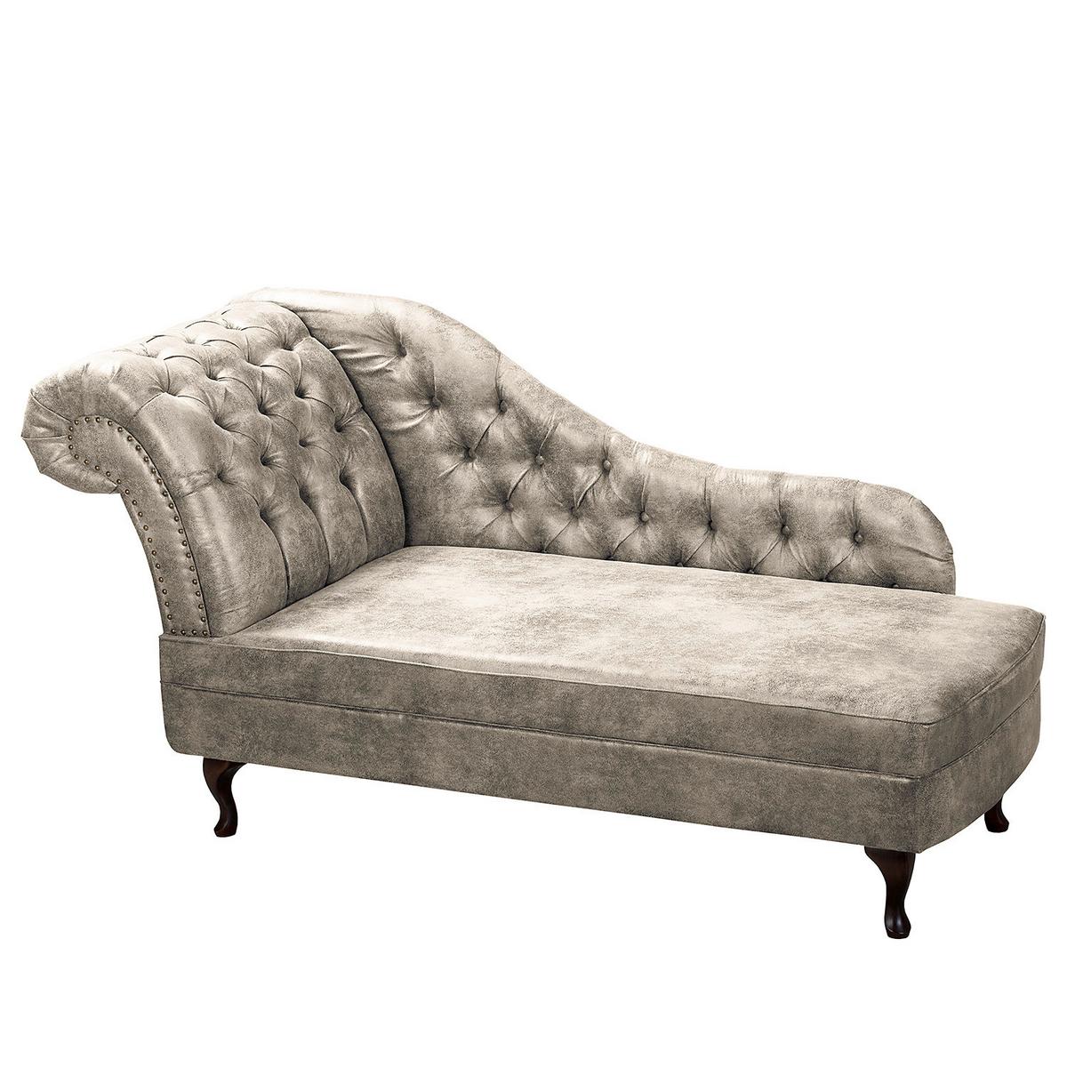 Récamiere Pako Hellgrau B: 185cm - Hellgrau/Braun, Design, Textil (185/93/75cm) - Livetastic