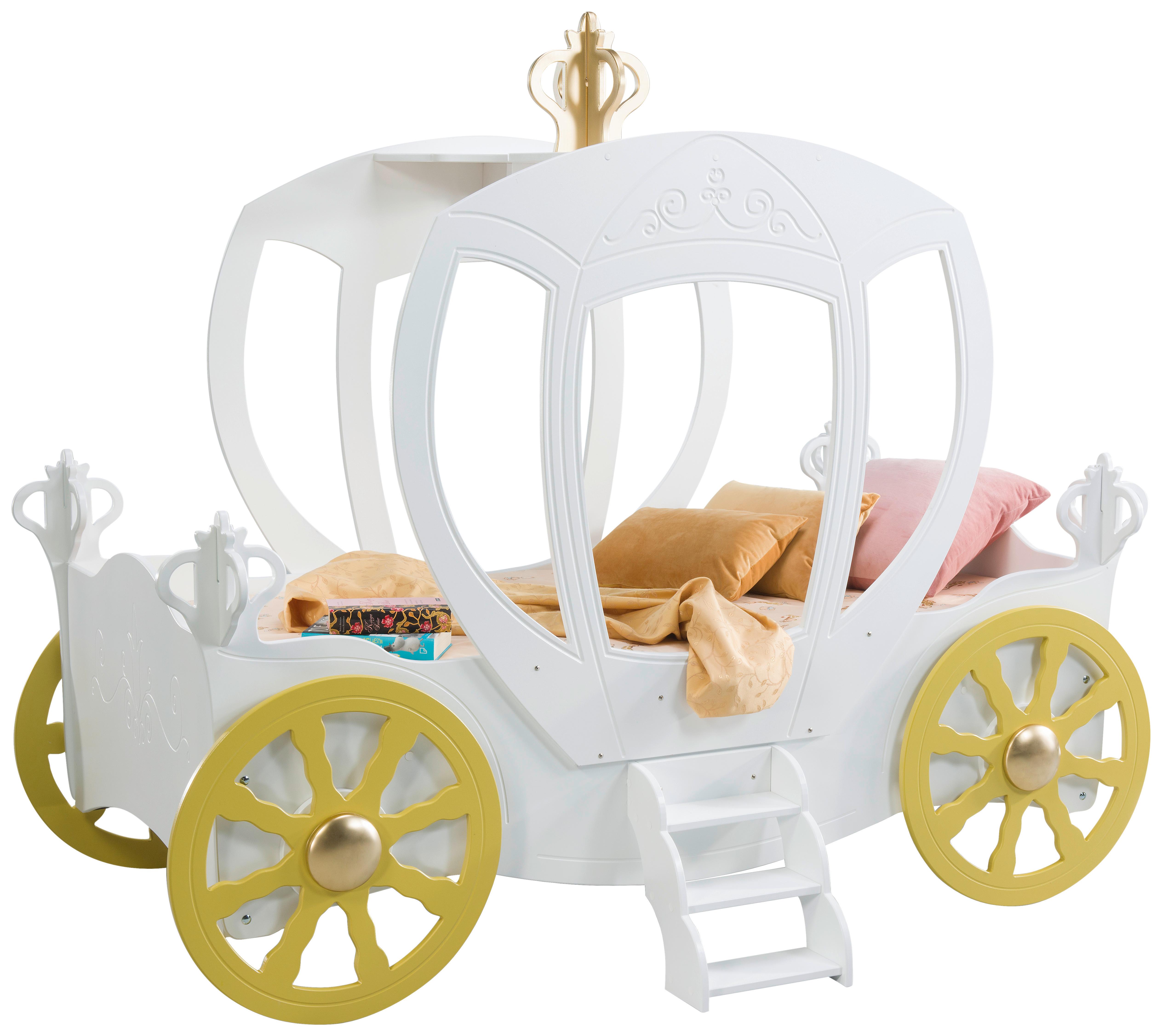 Kinderbett Prinzessin Kutsche Weiß - Weiß, LIFESTYLE, Holz/Holzwerkstoff (90/180cm) - Livetastic