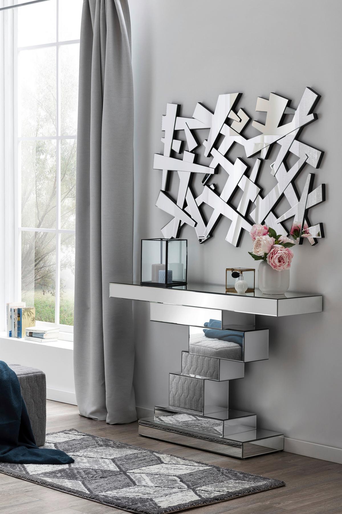 Konsolentisch Silberfarben L: 119cm - Silberfarben, Design, Glas/Holzwerkstoff (119/33/80cm) - Livetastic