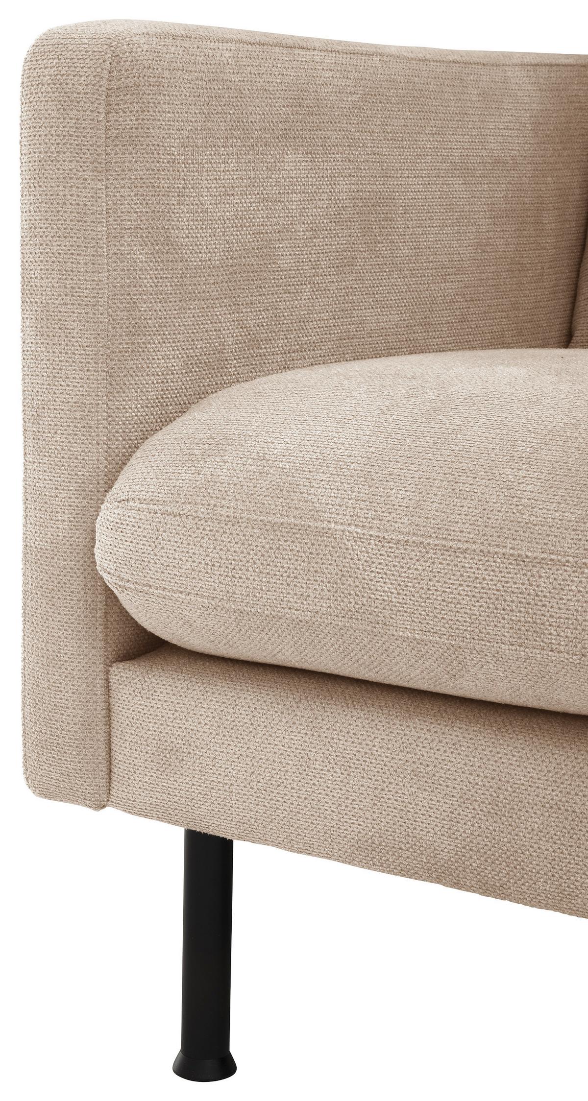Ecksofa Nathan Rücken Echt, Beige - Beige/Schwarz, MODERN, Textil (286/78/123cm) - Max Winzer