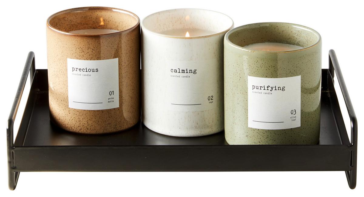 Dekorační podnos Leona L - černá, kov (30,8/20/7cm) - Mömax