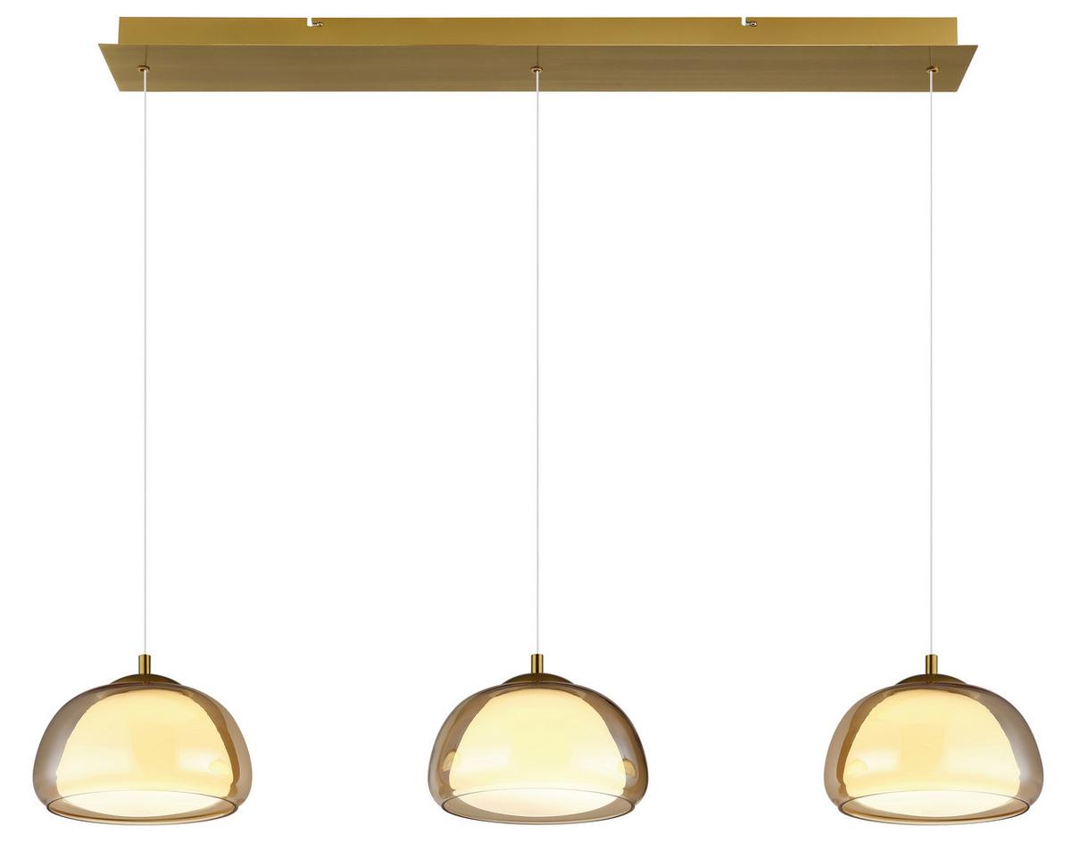 Hängeleuchte Avila 230V ca. 117x25x150 cm - Transparent/Goldfarben, Design, Glas/Kunststoff (117/25/150cm) - Globo