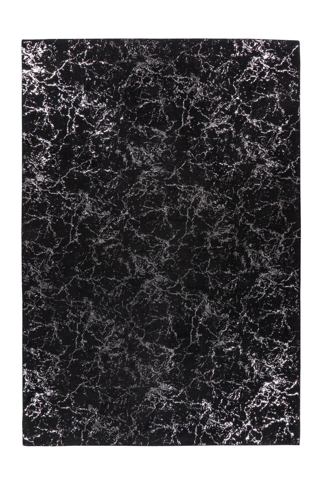 Teppich Bijou 225 Schwarz/Silberfarben, 80x150cm - Silberfarben/Schwarz, KONVENTIONELL, Textil (80/150cm)