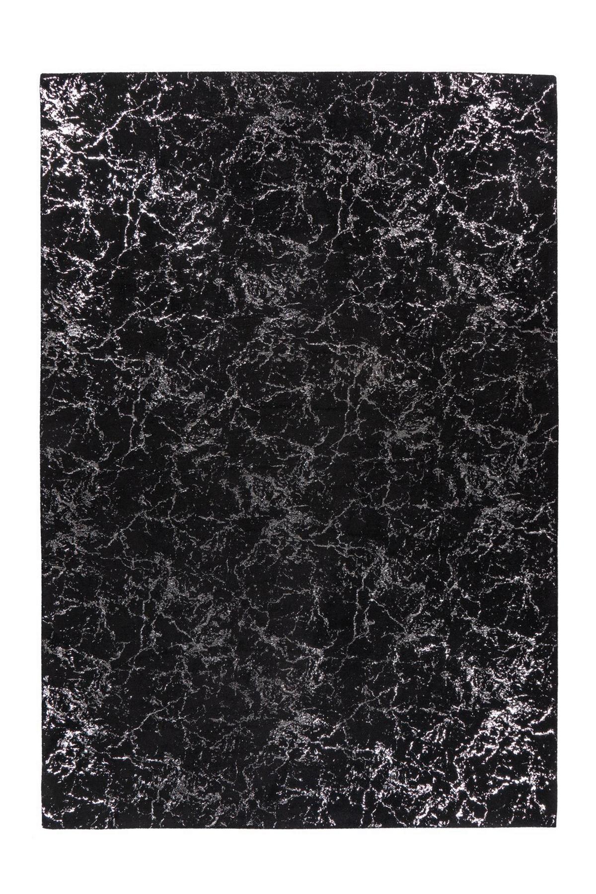 Teppich Bijou 225 Schwarz/Silberfarben, 80x150cm - Silberfarben/Schwarz, KONVENTIONELL, Textil (80/150cm)