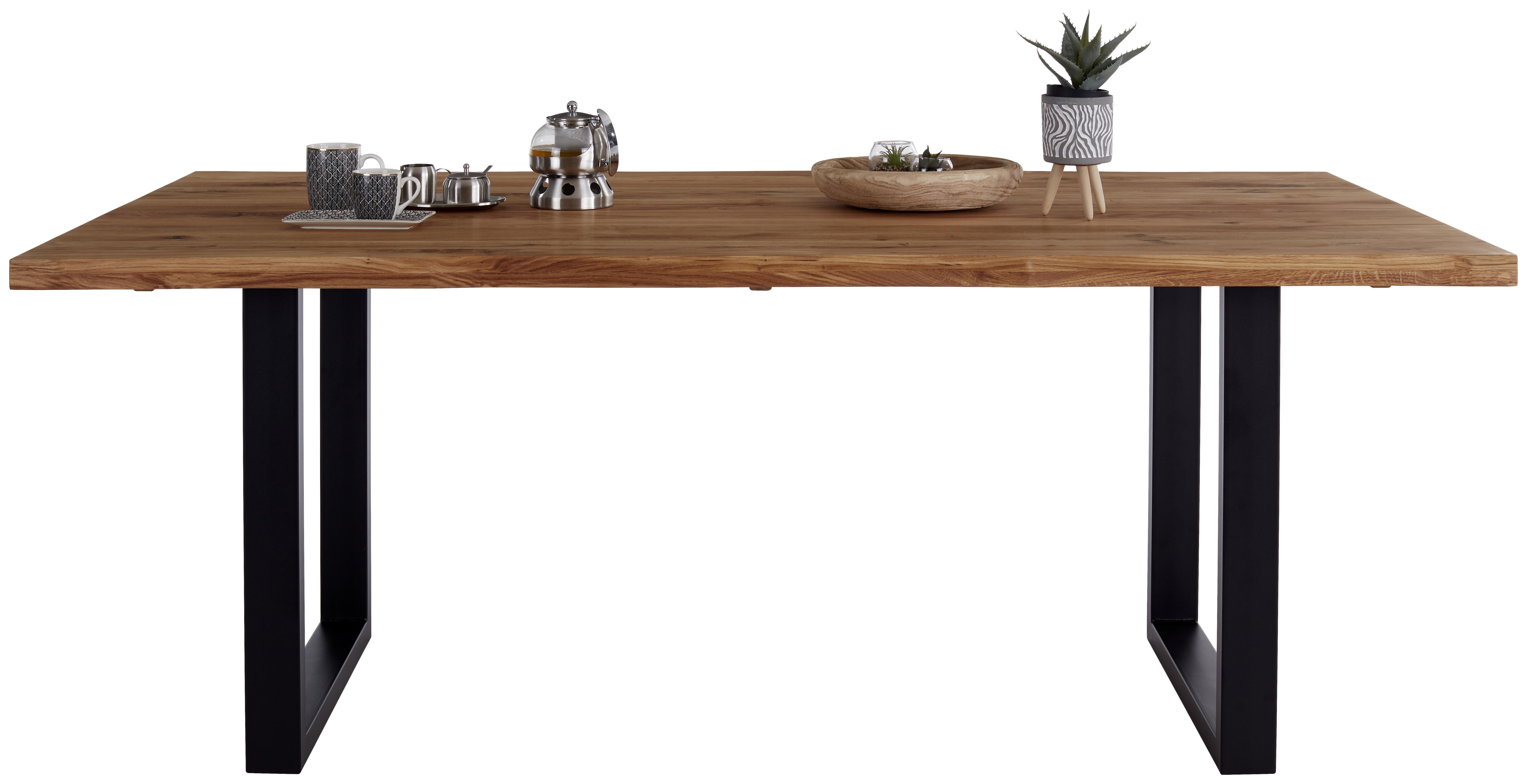 Jedálenský Stôl Rockford 200 - čierna/farby duba, Moderný, kov/drevo (200/77/100cm)