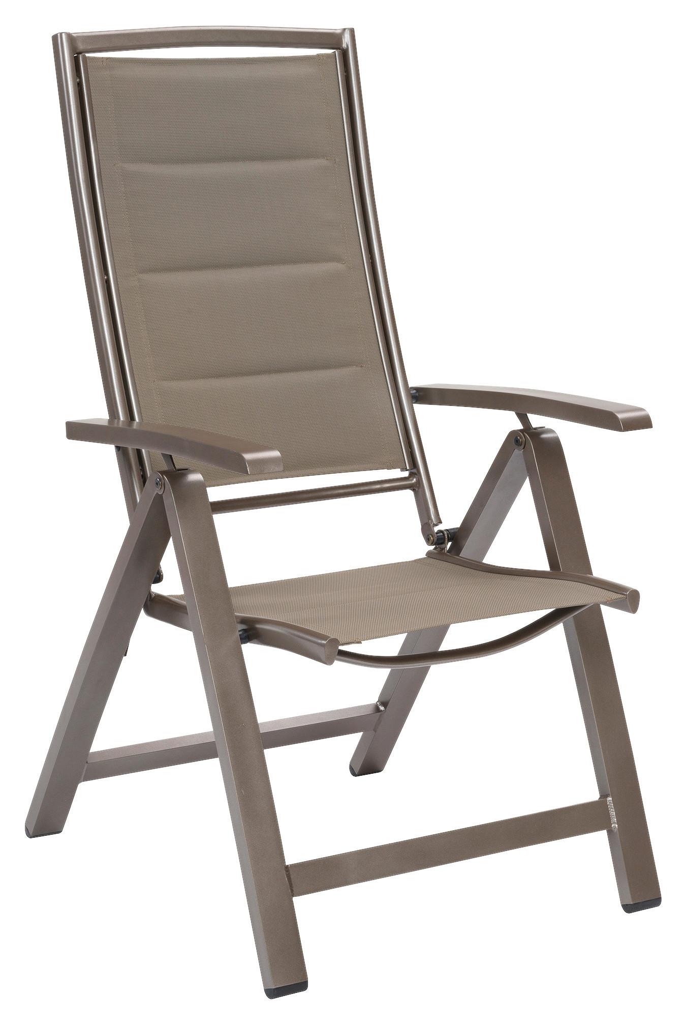 Gartenklappsessel Tinetto - Taupe/Braun, MODERN, Textil/Metall (59,5/116/70cm) - Gardenson