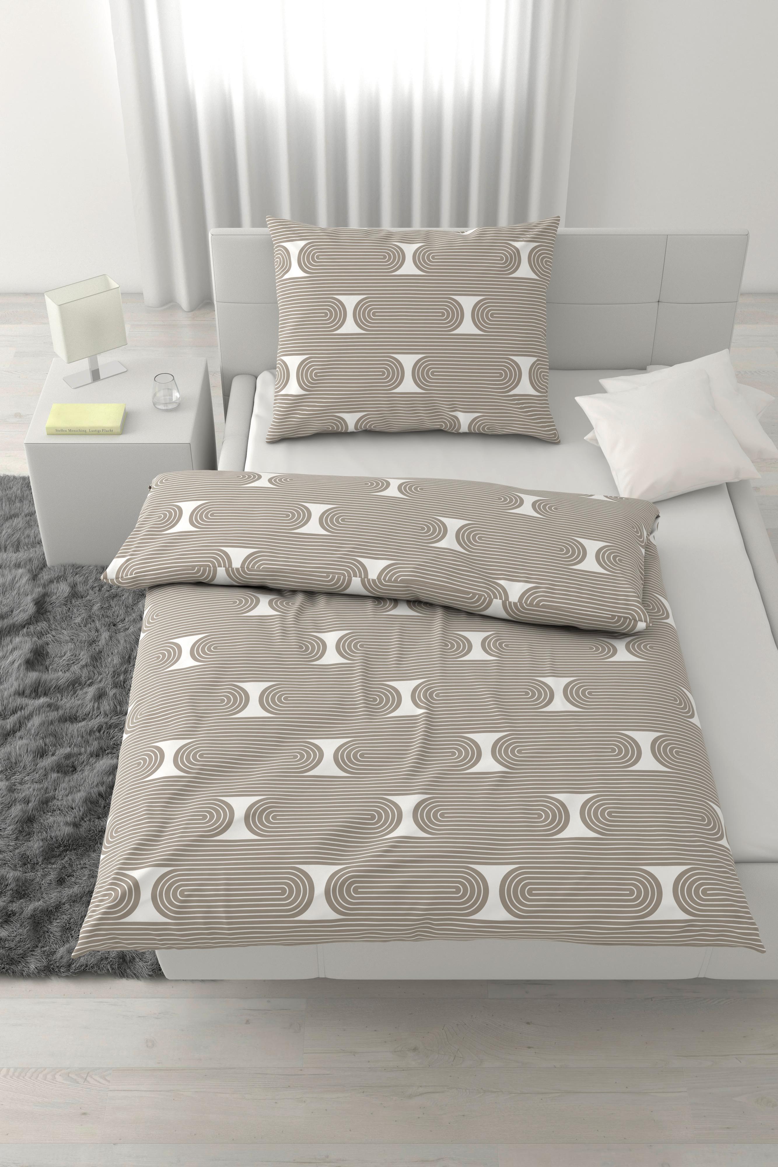 POSTEĽNÁ BIELIZEŇ RETRO - sivohnedá/biela, Modern, textil (140/200cm) - Mömax