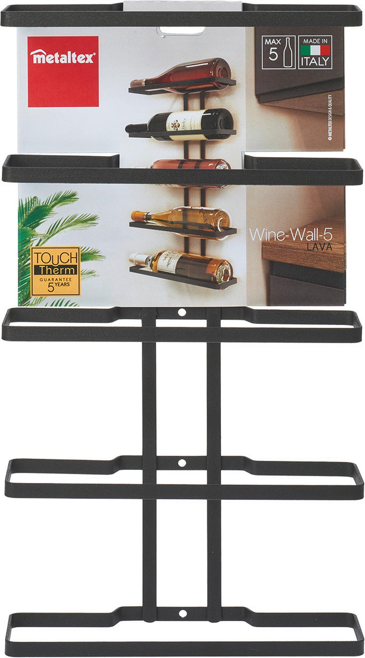 Weinregal Metall Schwarz Flaschen: 5 Bxh: 24x9 Cm - Schwarz, Basics, Metall (24/9/44cm)