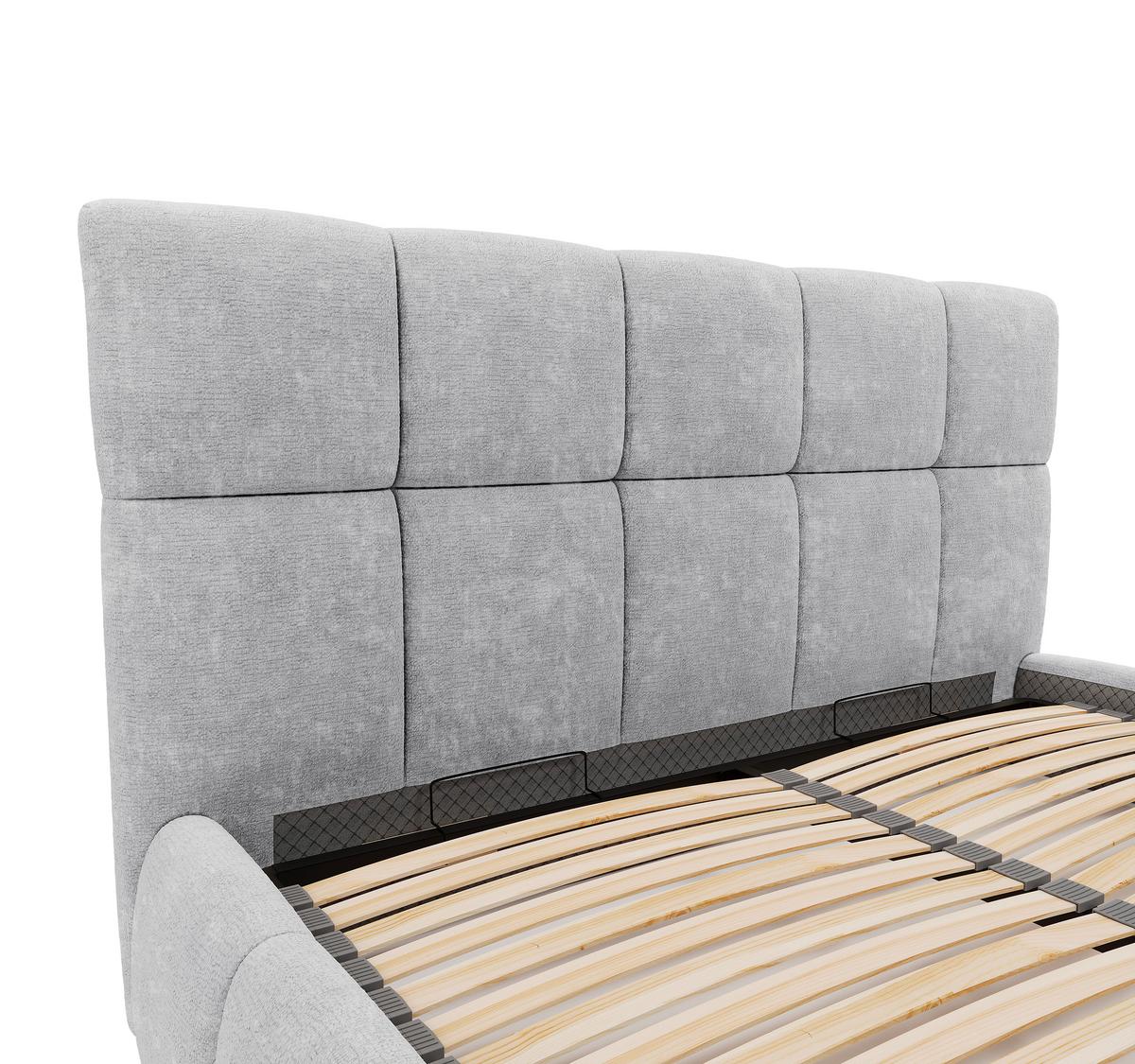 Polsterbett Cherry Chenille Blaugrau, Lf: 140x200 cm - Hellgrau/Schwarz, MODERN, Holz/Holzwerkstoff (140/200cm) - MID.YOU