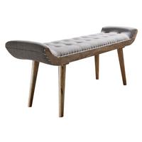 Lavica masív ED - hnedá/sivá, Modern, drevo/textil (128/51/38cm) - MID.YOU