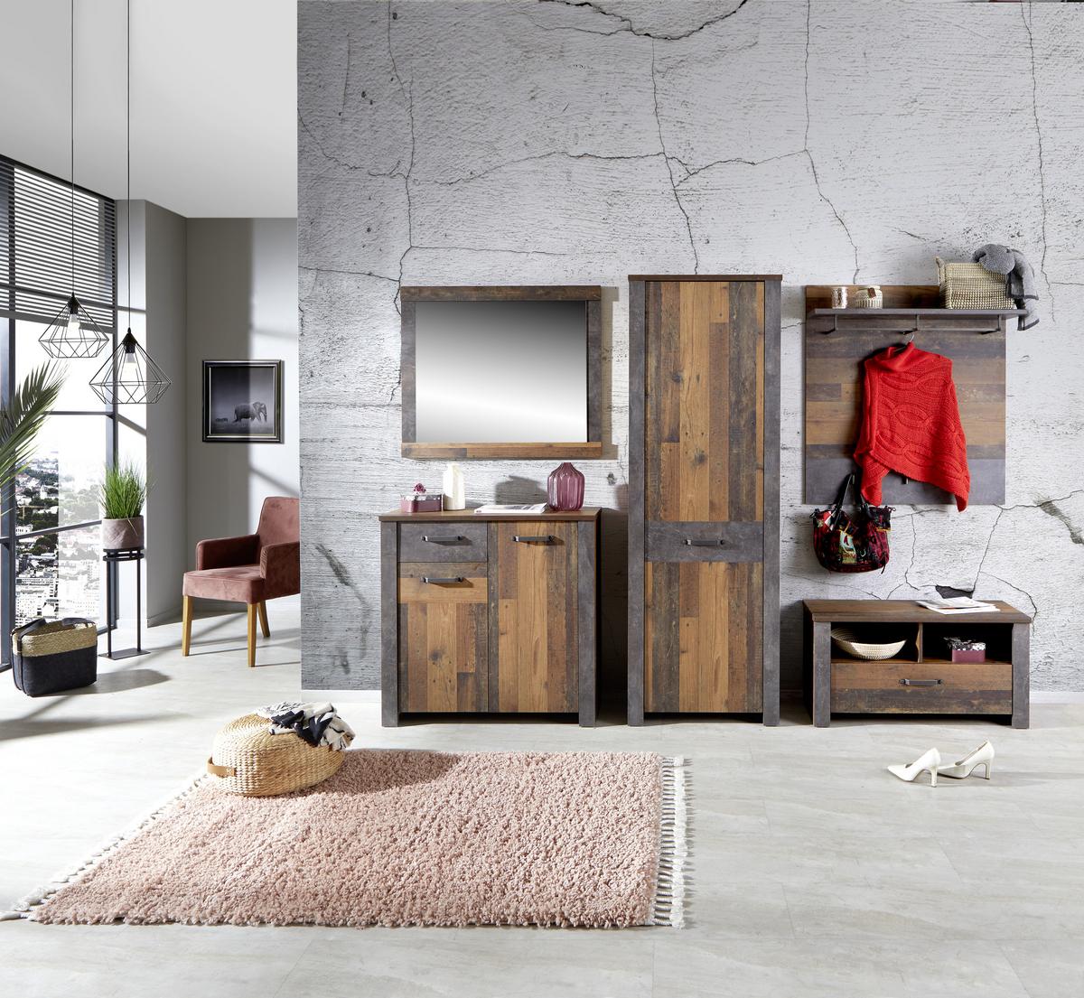 Spiegel Ontario 96x82 Cm, Old Style/betonoptik - Eichefarben/Grau, Trend, Glas/Holzwerkstoff (96/82/2,5cm) - Ondega
