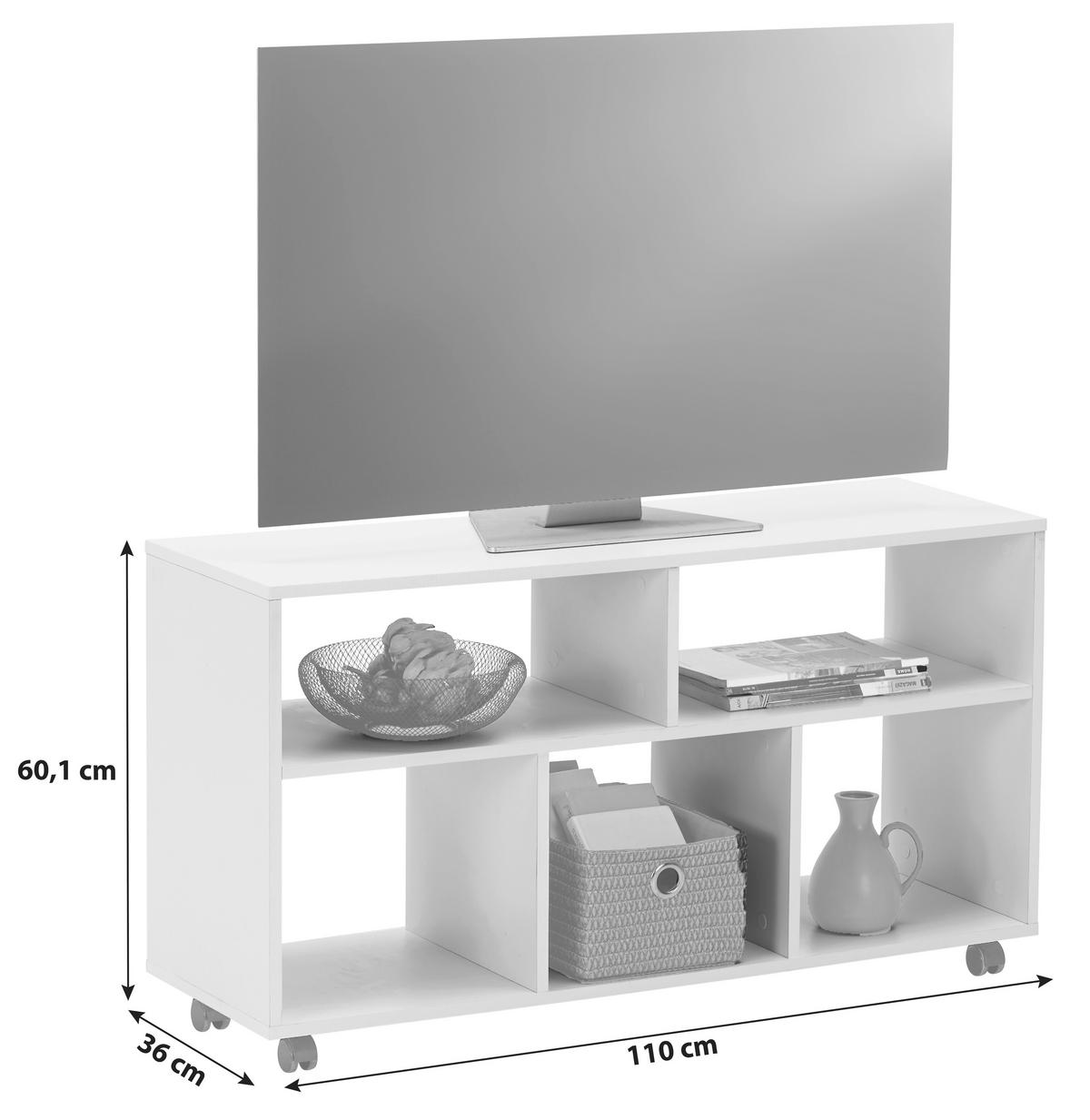 TV-Lowboard 110 cm Weiß - Weiß, MODERN, Holzwerkstoff (110/60,1/36cm)