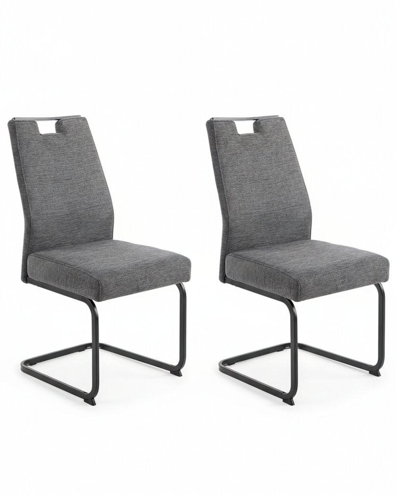 SCHWINGSTUHL-SET KERSTIN II S 2ER-SET - Anthrazit/Schwarz, MODERN, Textil/Metall (47/100/64cm) - P & B