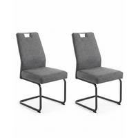 SCHWINGSTUHL-SET KERSTIN II S 2ER-SET - Anthrazit/Schwarz, MODERN, Textil/Metall (47/100/64cm) - P & B