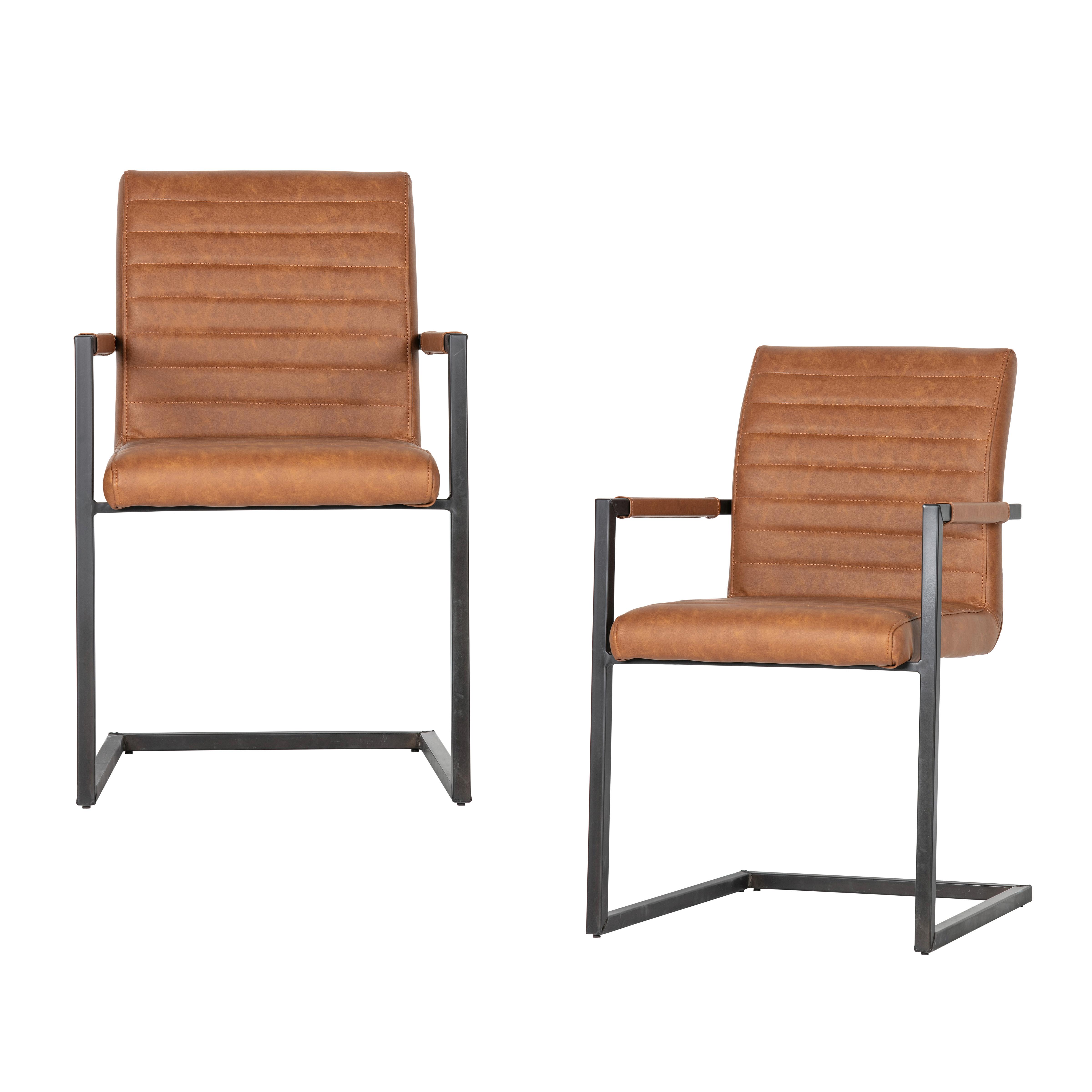 Armlehnstuhl-Set Bas Cognac B: 54cm - Cognac, MODERN, Textil/Metall (54/87/62cm) - Livetastic