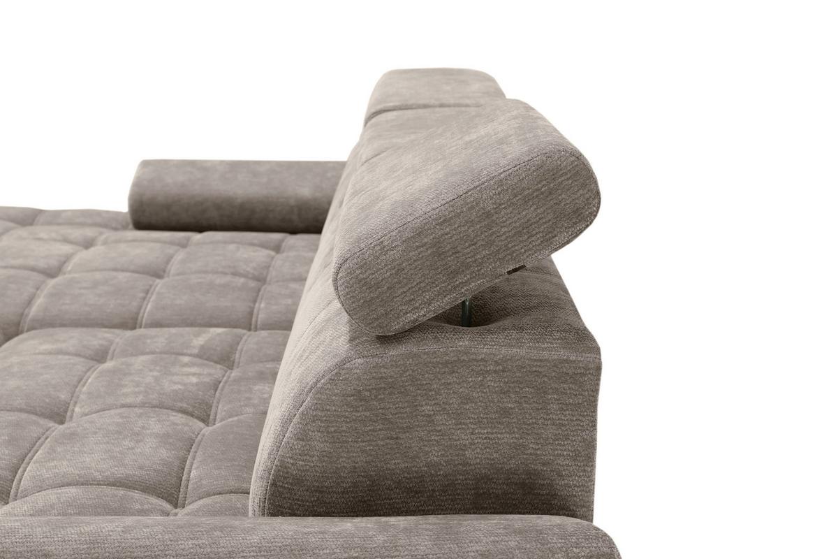 Rohová sedačka VEGAS, levá, šedohnědá žinylka - černá/šedohnědá, Design, dřevo/textil (173/294cm)
