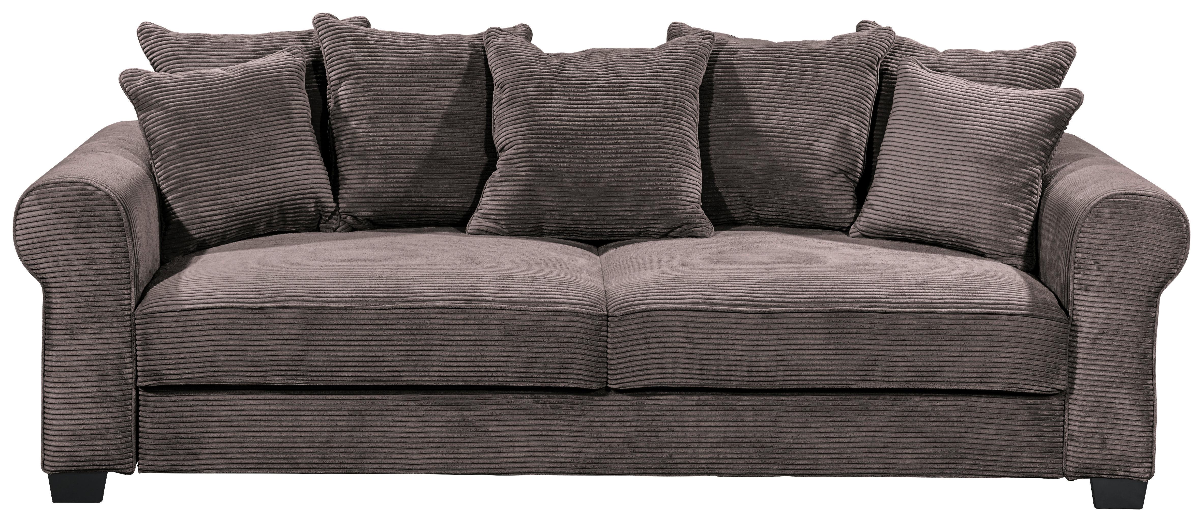 2-Sitzer-Sofa Mit Schlaffunktion Maureen B:250cm - Schwarz/Braun, KONVENTIONELL, Textil (250/95/125cm) - MID.YOU