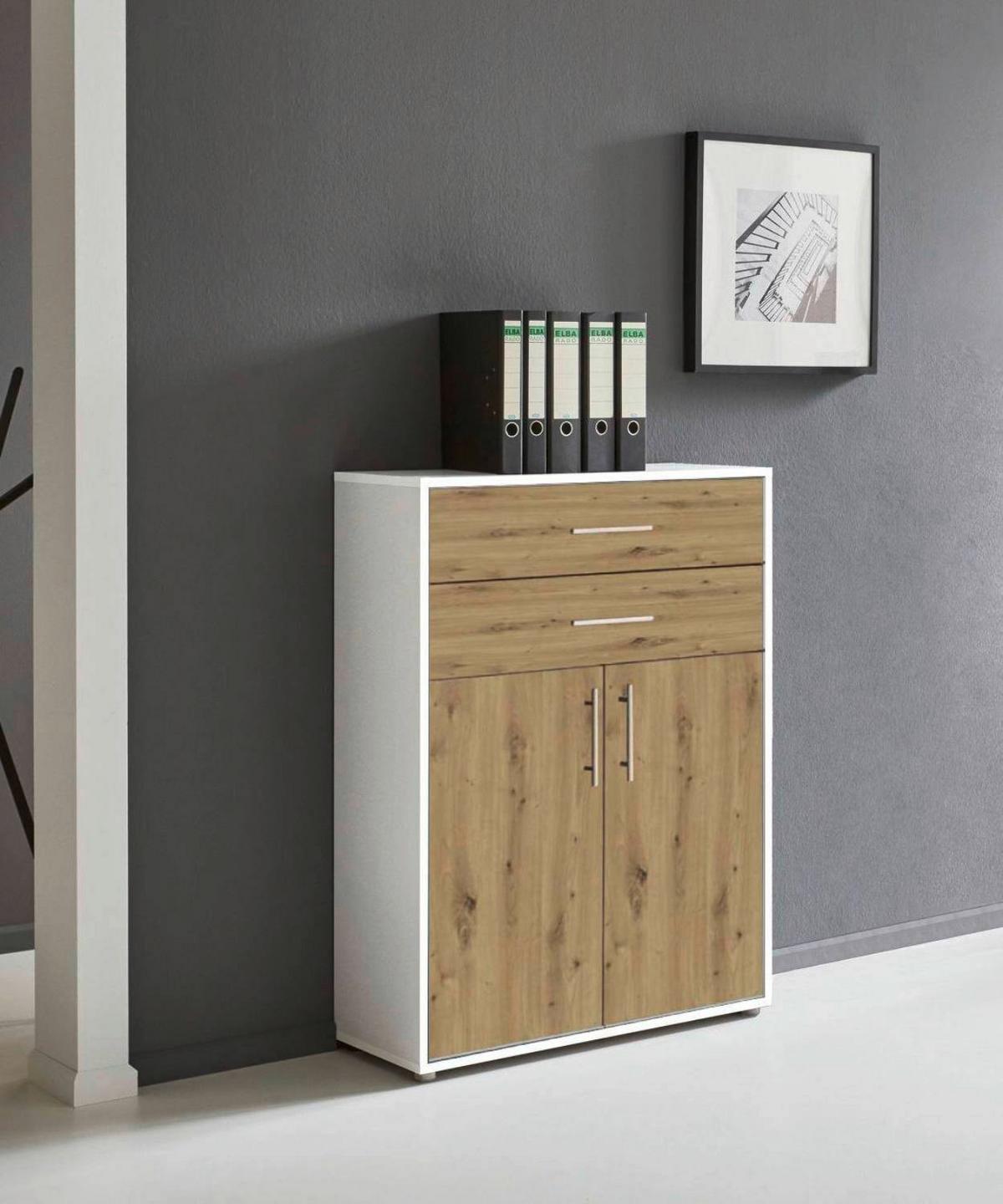 AKTENSCHRANK OFFICE EDITION - Weiß/Eiche Artisan, LIFESTYLE, Holzwerkstoff (84,4/113,6/33cm) - MID.YOU