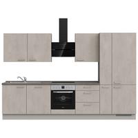 Kuchynská linka 330 cm, šedý betón/ kamenná šedá - sivá/farba ušľachtilej ocele, Modern, kov/kompozitné drevo (330cm) - Nobilia