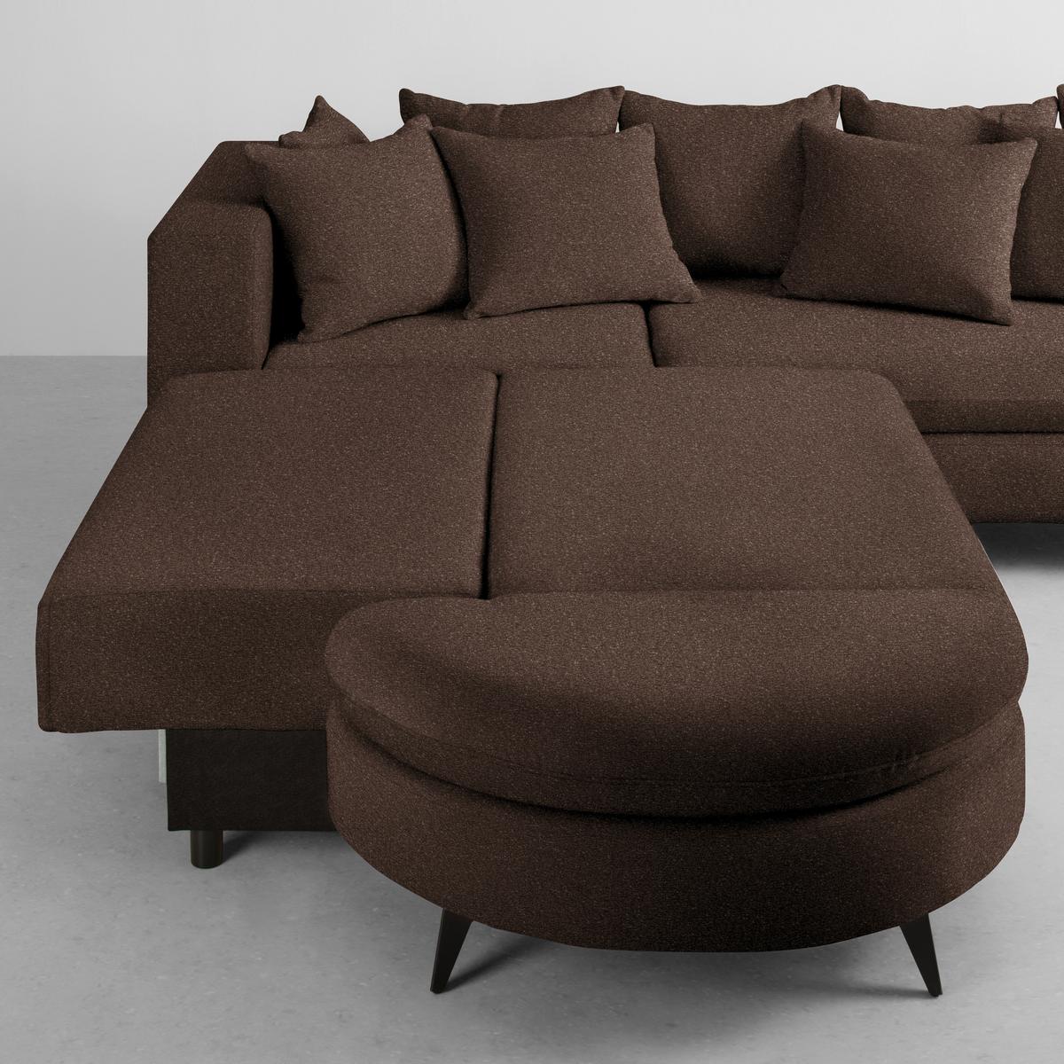 Rohová sedačka AXEL, levá, hnědá tkanina - černá/hnědá, Moderní, kov/textil (250/291cm) - Mömax