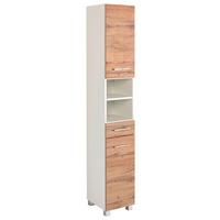 Hochschrank Paris Eiche Wotan/weiß B: 30 Cm - Silberfarben/Eiche Wotan, MODERN, Holzwerkstoff (30/180/35cm) - Held