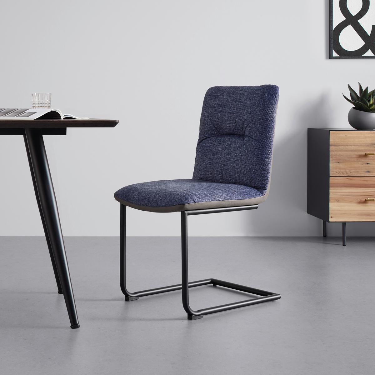 Židle SARAH šedá/modrá - šedá/modrá, Moderní, kov/dřevo (49/88/59cm) - Bessagi Home