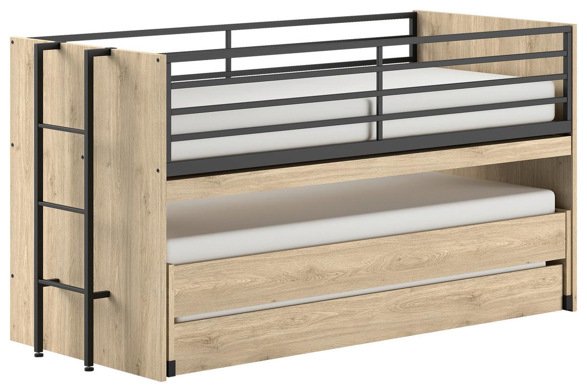 Hochbett Sam - Eichefarben, MODERN, Holzwerkstoff (90/200cm) - Vipack