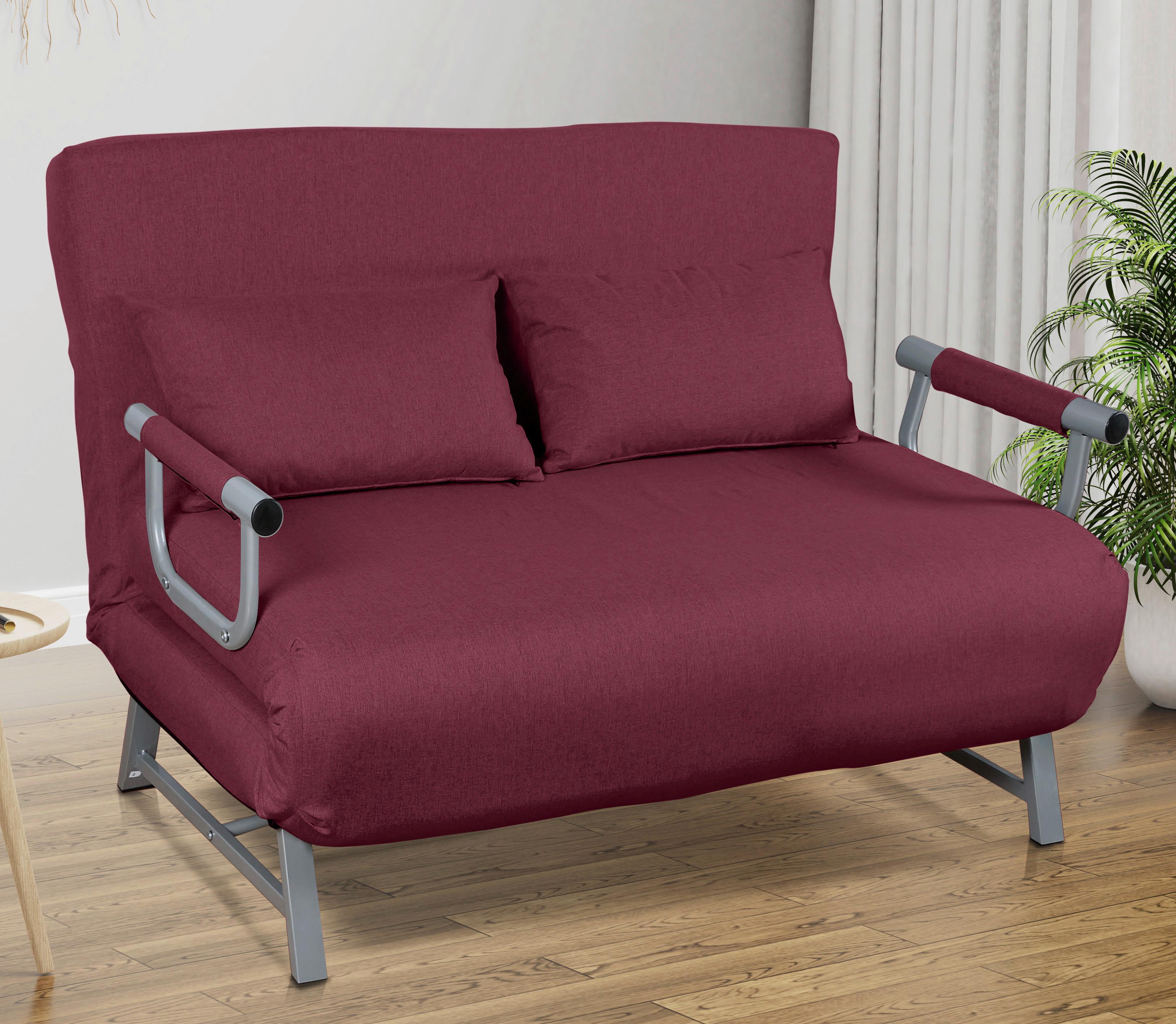 Rozkladacia pohovka KOLINO II - sivá/červená, Modern, kov/textil (127/95/78cm) - MID.YOU